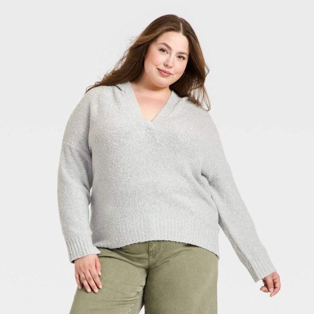 Women's Hooded Shawl Sweater - Universal Thread Light Gray XXL